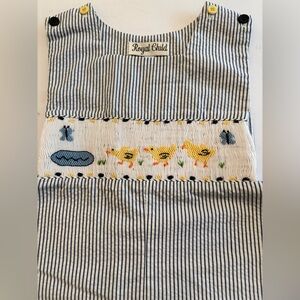 Royal Child Blue and White Pinstripe Duck Motif Jon Jon Size 4T